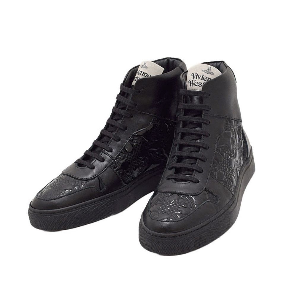 Vivienne Westwood o1y0525 Leather Hi-Top Sneakers in Black Size US 8 / EU 41 - 3 Thumbnail