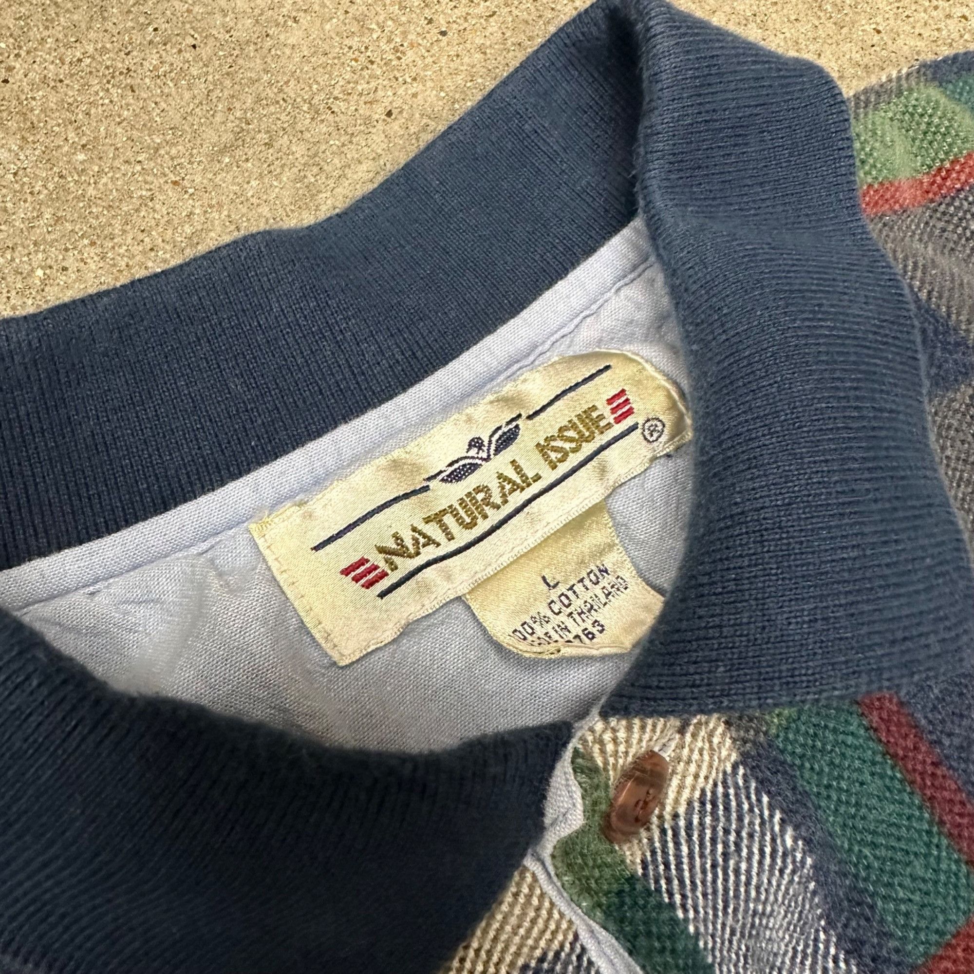 Vintage Vintage 90s Natural Issue Plaid Longsleeve Collared Shirt Size US M / EU 48-50 / 2 - 2 Thumbnail
