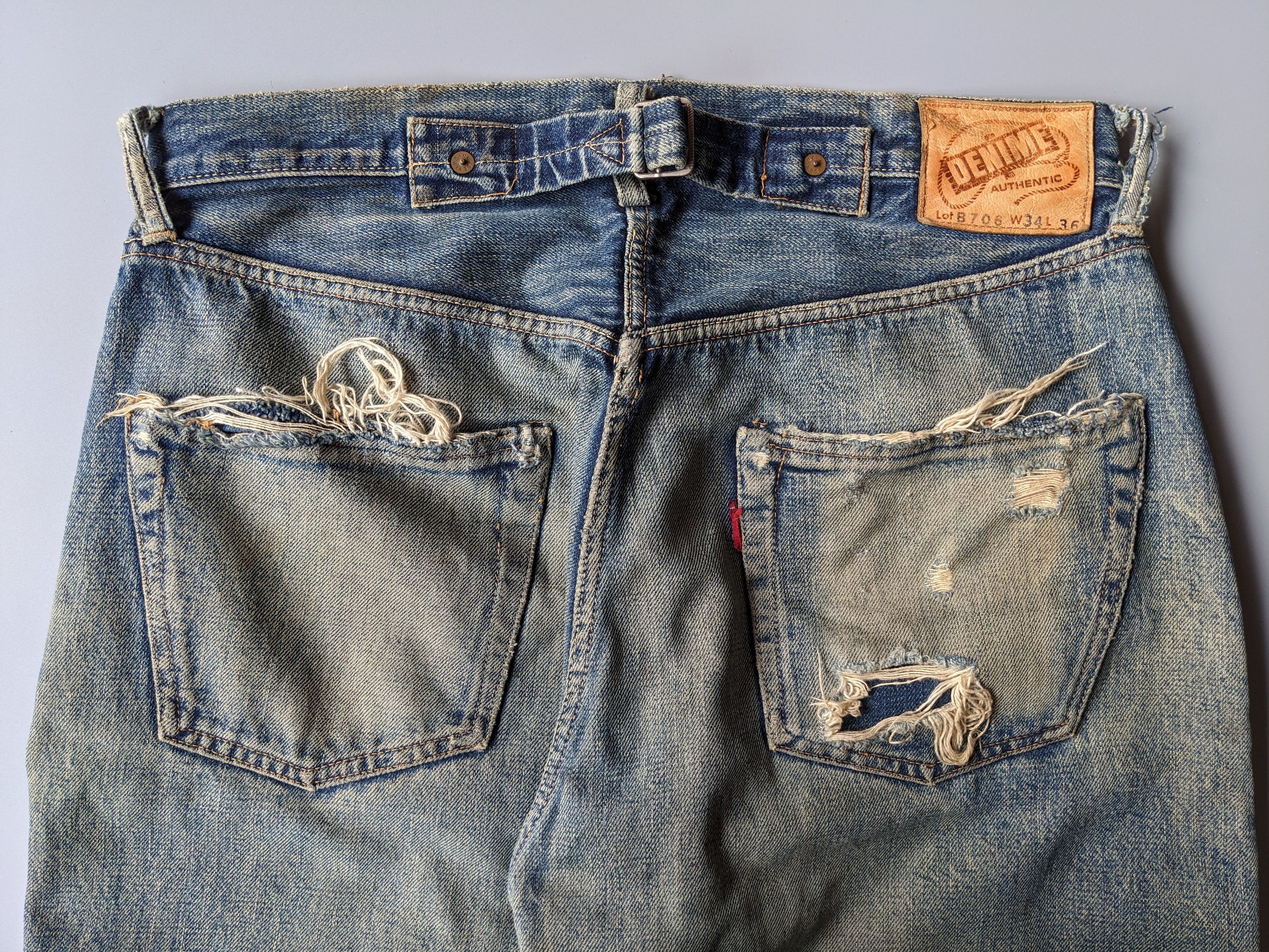 Denime Vintage DENIME distressed ripped selvedge jeans Size US 32 / EU 48 - 8 Thumbnail