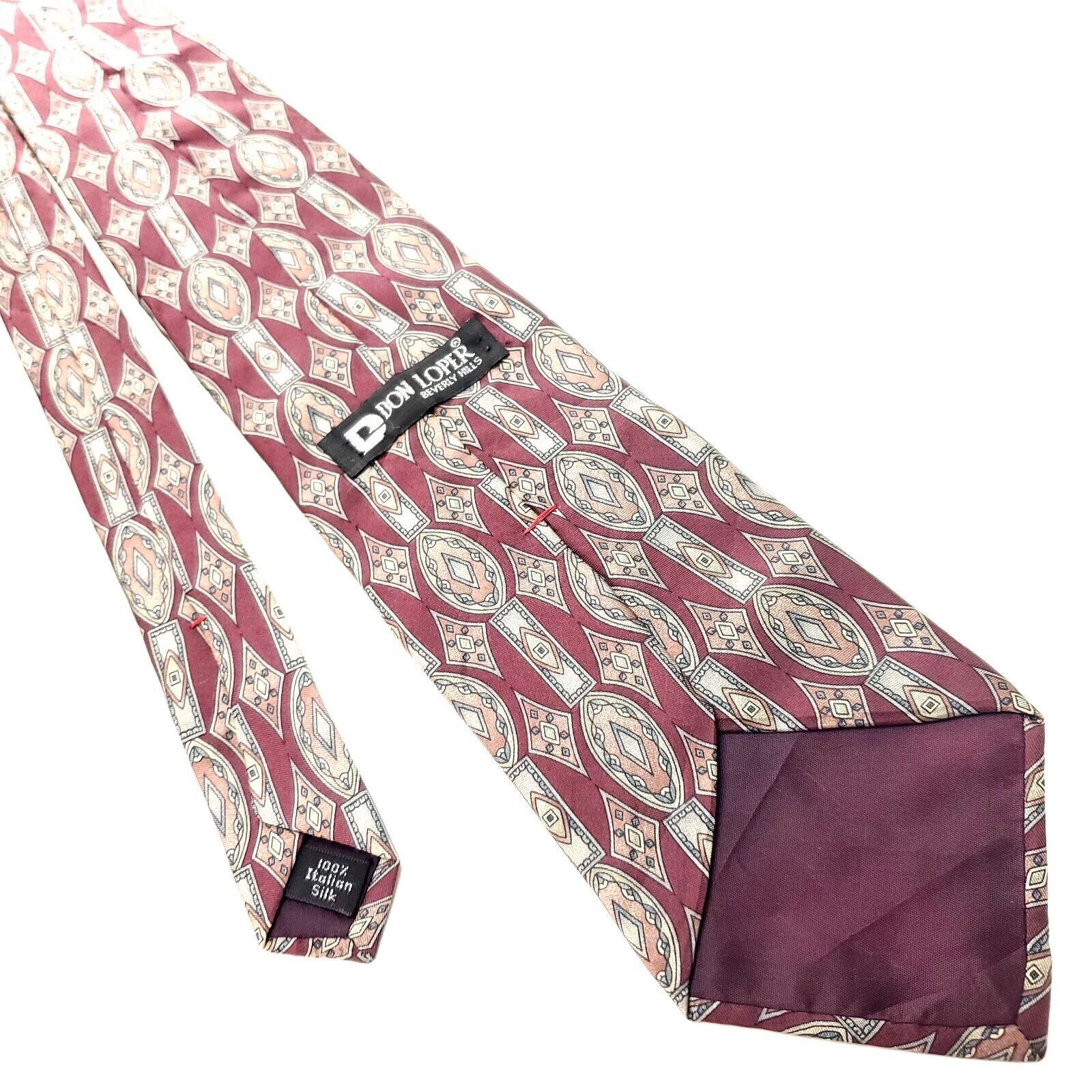 Vintage Don Loper Silk Tie Red Print Short Wide Size ONE SIZE - 3 Thumbnail