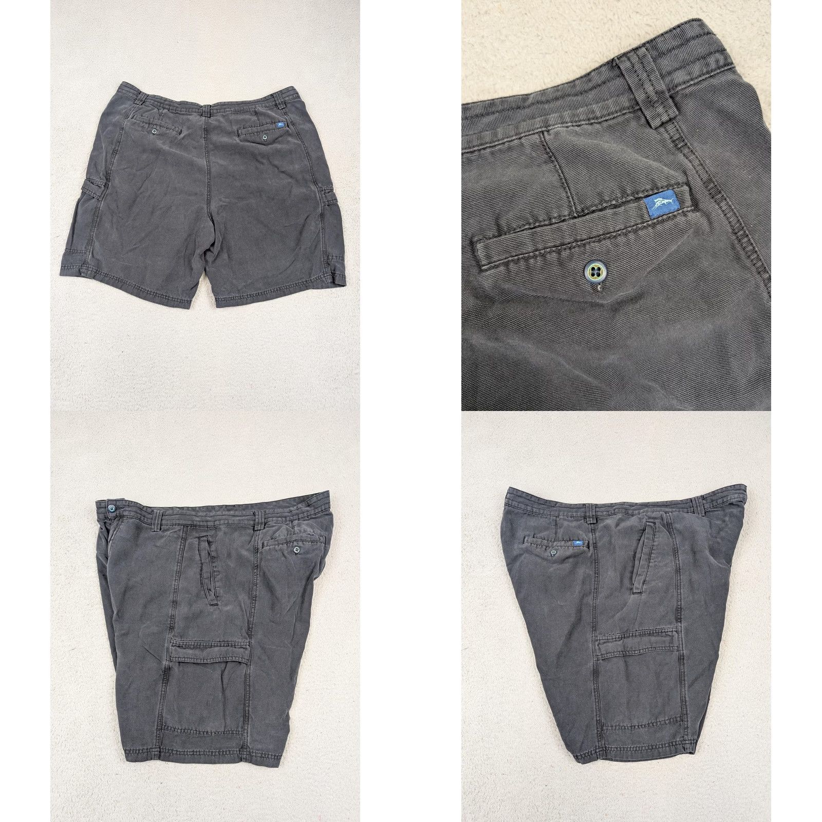 Tommy Bahama Tommy Bahama Relax Cargo Shorts Mens 42 Gray Cotton Lyocell Zip Fly Front Pockets 10 In Inseam Casual Summer Relax Mens Size US 42 / EU 58 - 9 Thumbnail
