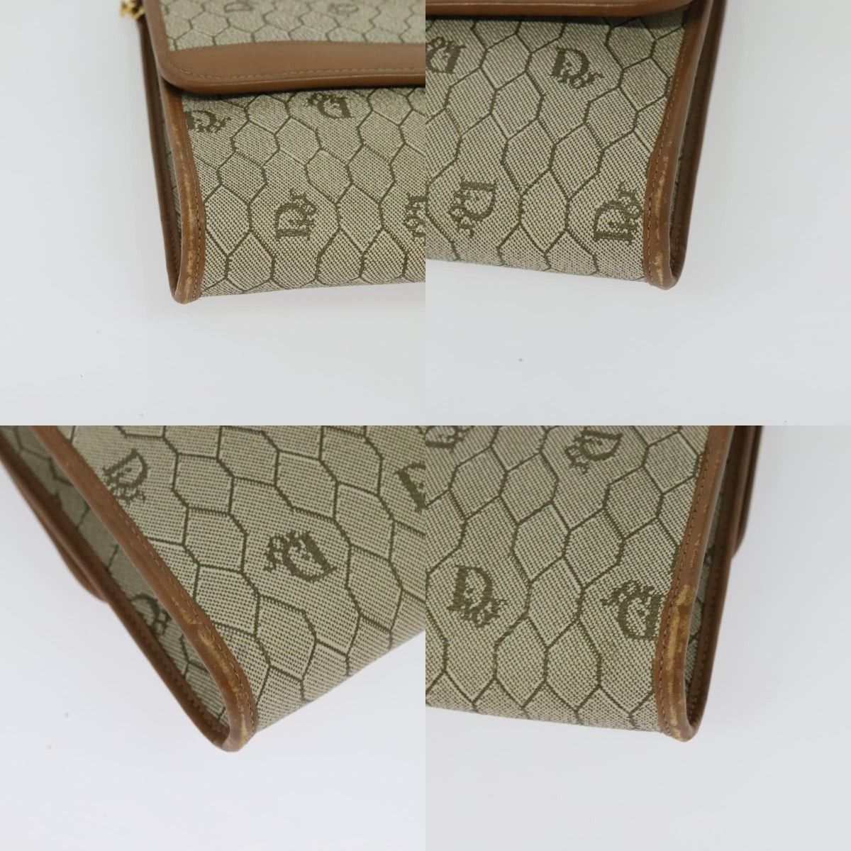 Dior DIOR Honeycomb Canvas Chain Shoulder Bag Pvc Beige Gold Size ONE SIZE - 10 Thumbnail