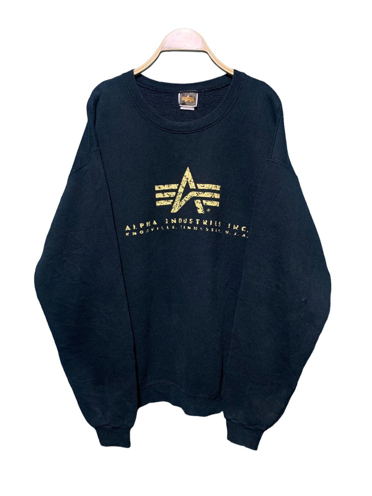 image of Vintage Alpha Industries Baggy Sweatshirt in Charcoal Black, Men's (Size Large)
