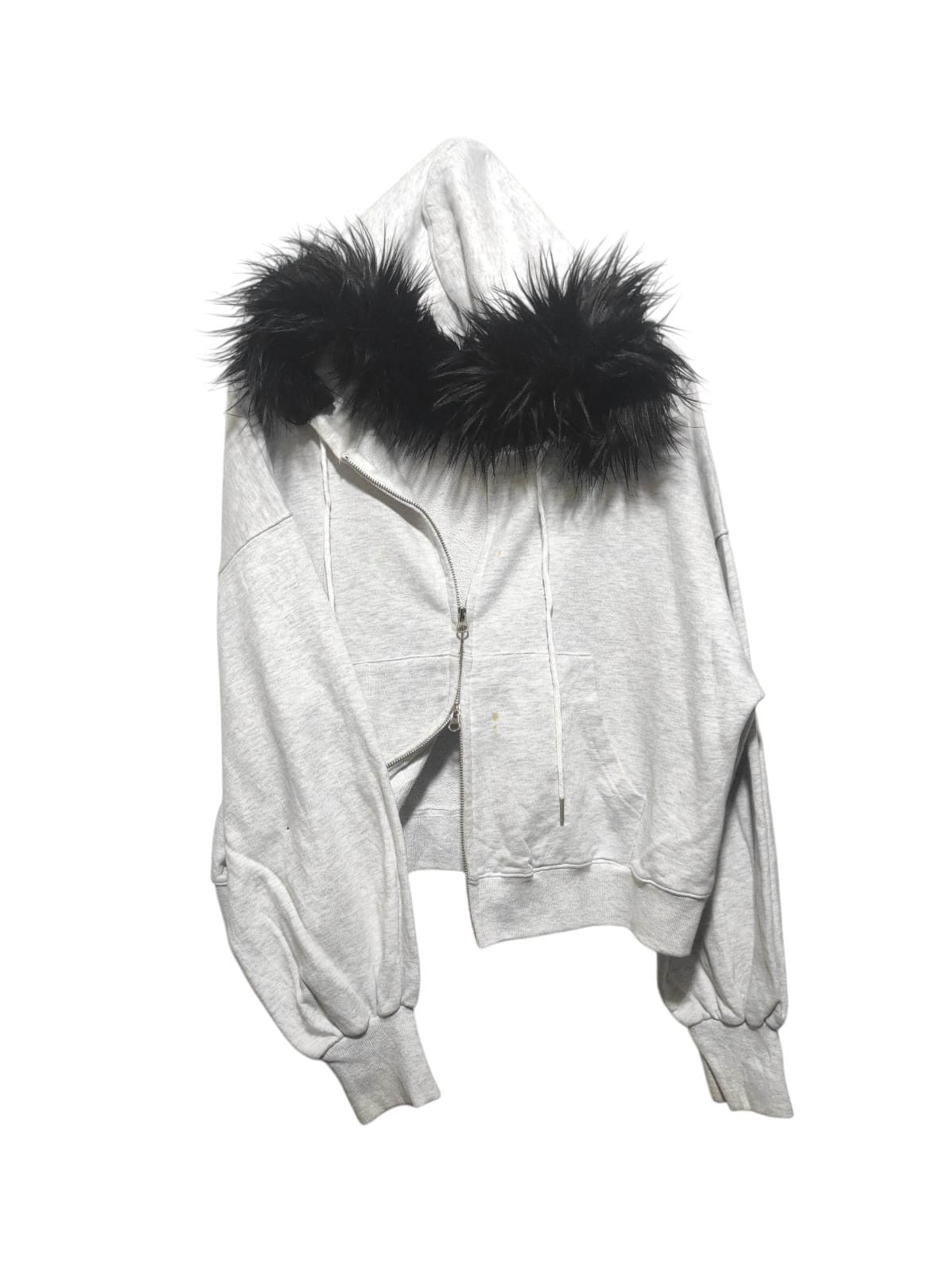 Pre-owned Hysteric Glamour X If Six Was Nine Our Studio Crop Doble Zipper Fur Hoodie I6w9 Lgb Style In Grey