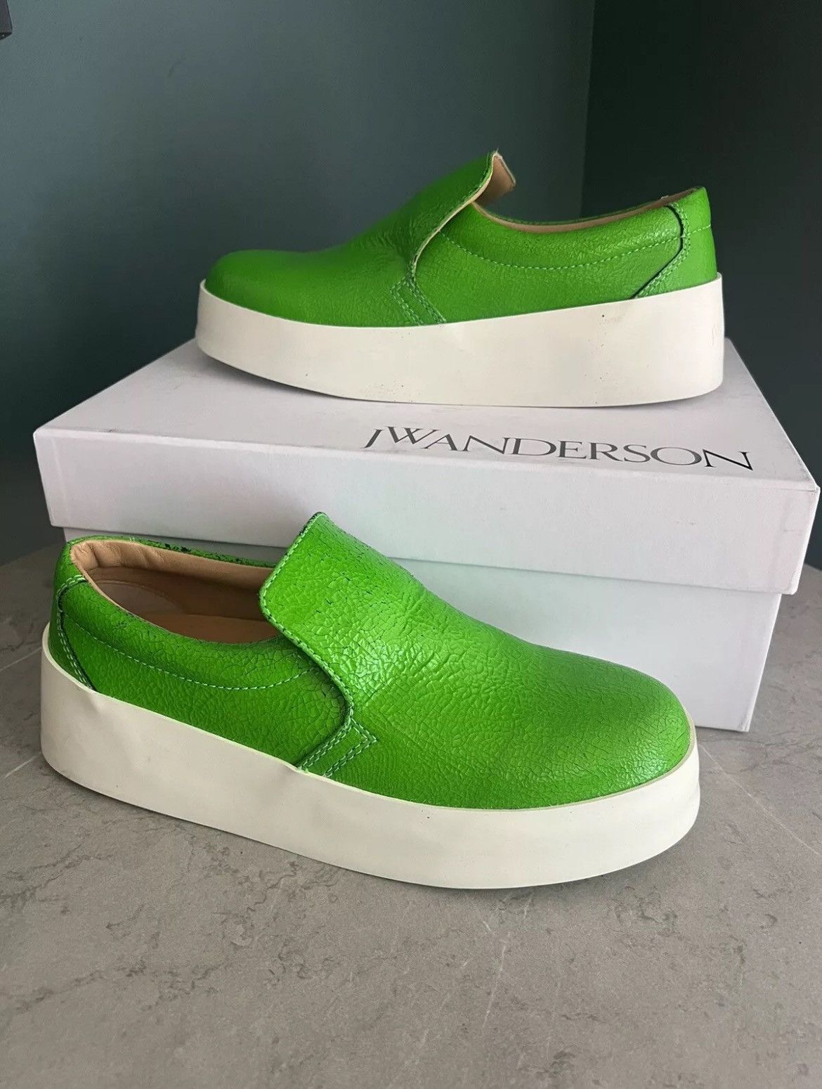 JW Anderson JW Anderson Cracked Leather Slip On Shoes Size US 8 / IT 38 - 2 Thumbnail