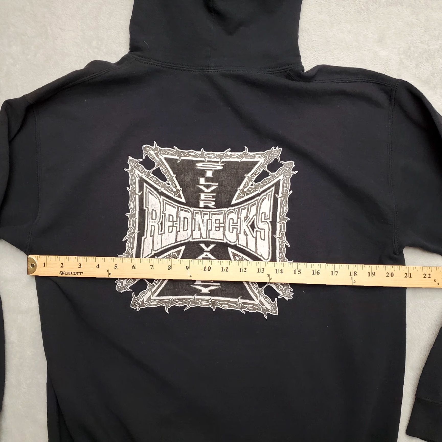 Gildan VINTAGE Gildan Hoodie Mens M Black Long Sleeve Hooded Silver Valley Rednecks Size US M / EU 48-50 / 2 - 8 Thumbnail