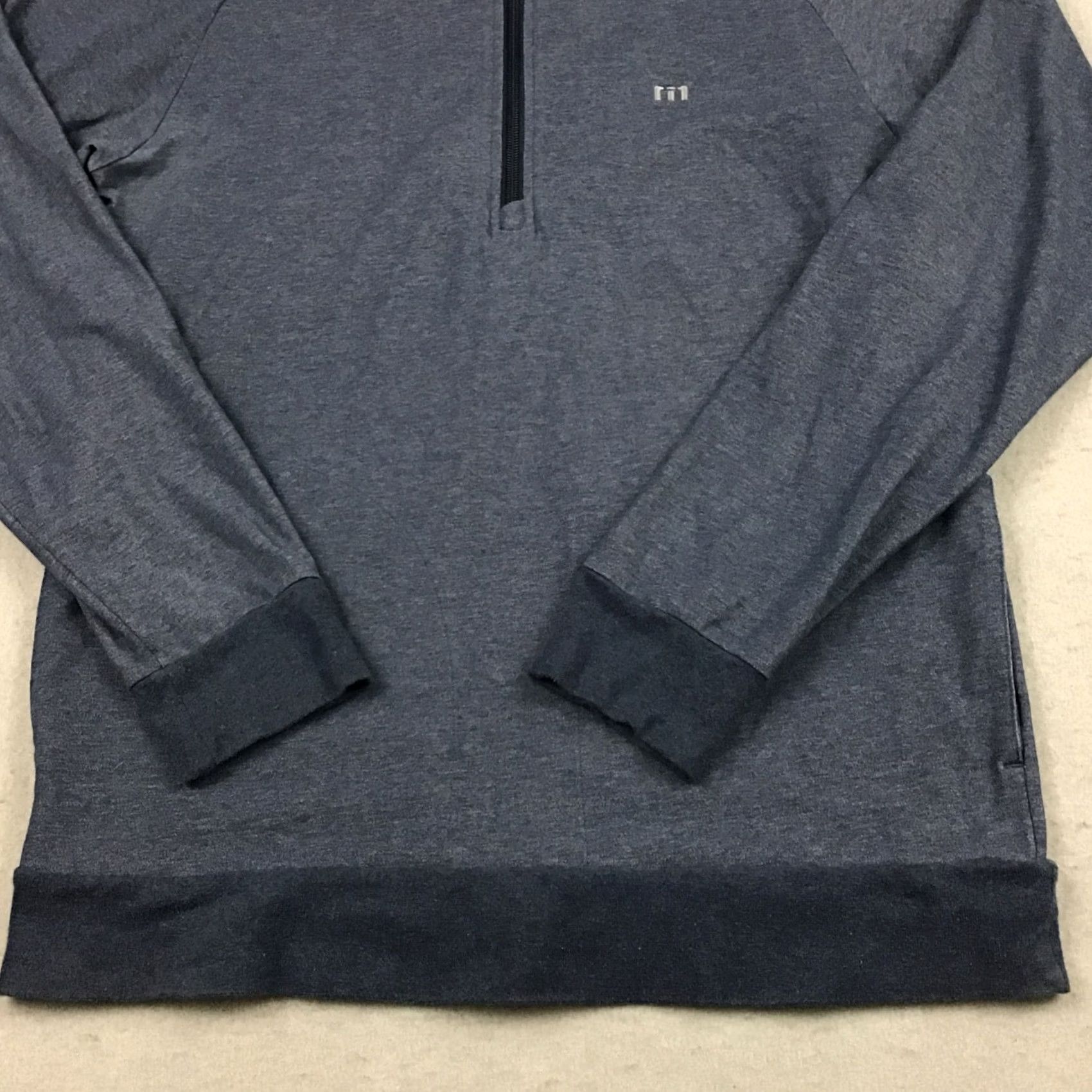 TravisMathew Travis Mathew Sweater Men S Blue Solid 1/4 Zip Golf Pullover Logo Mock Neck Long Sleeve Sports Casual Shirt Size US S / EU 44-46 / 1 - 3 Thumbnail