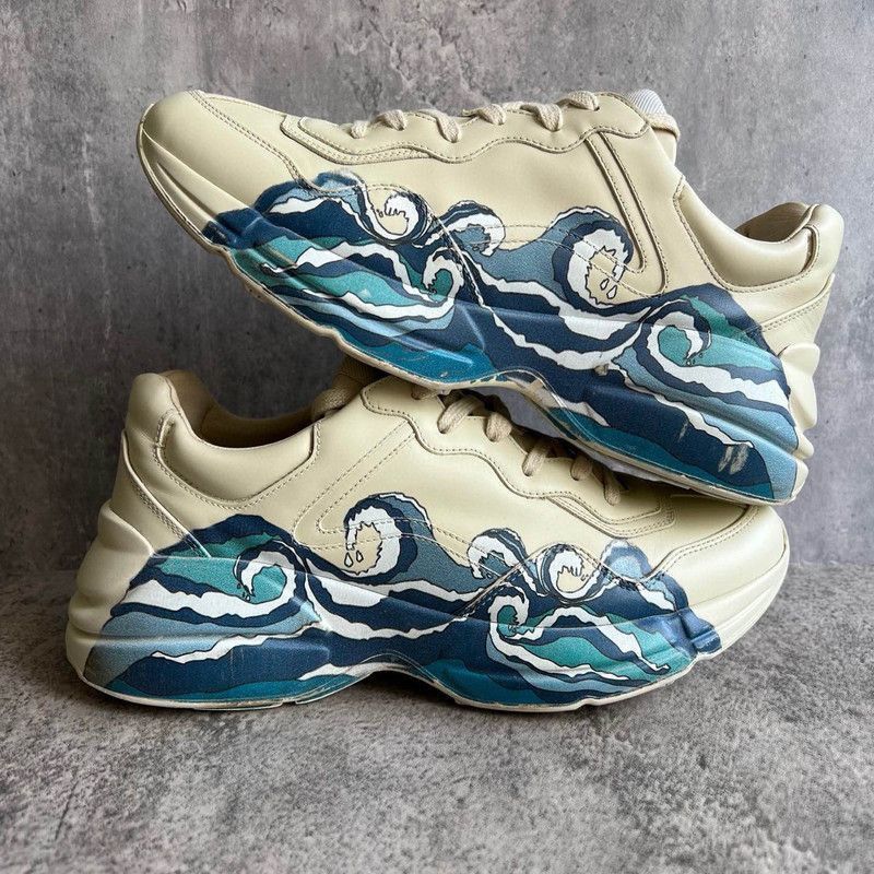 Gucci Gucci Rhyton Wave Print Low-top Sneakers - Size US 8 / EU 41 - 8 Thumbnail