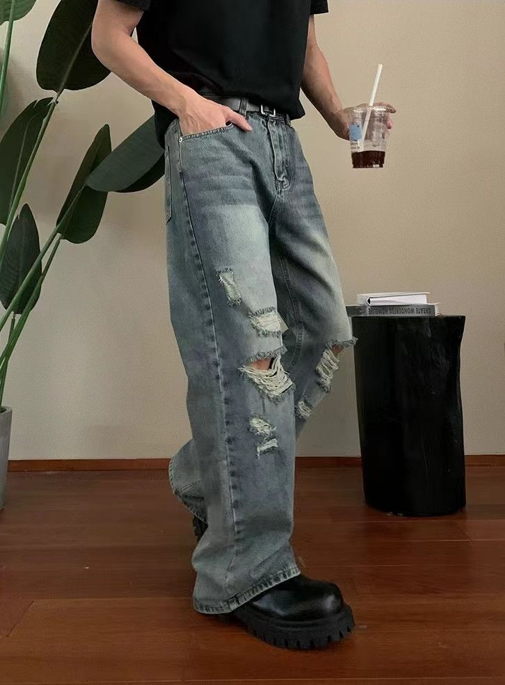 Japanese Brand × Jean Vintage hip-hop washed ripped micro flare jeans Size US 34 / EU 50 - 5 Thumbnail