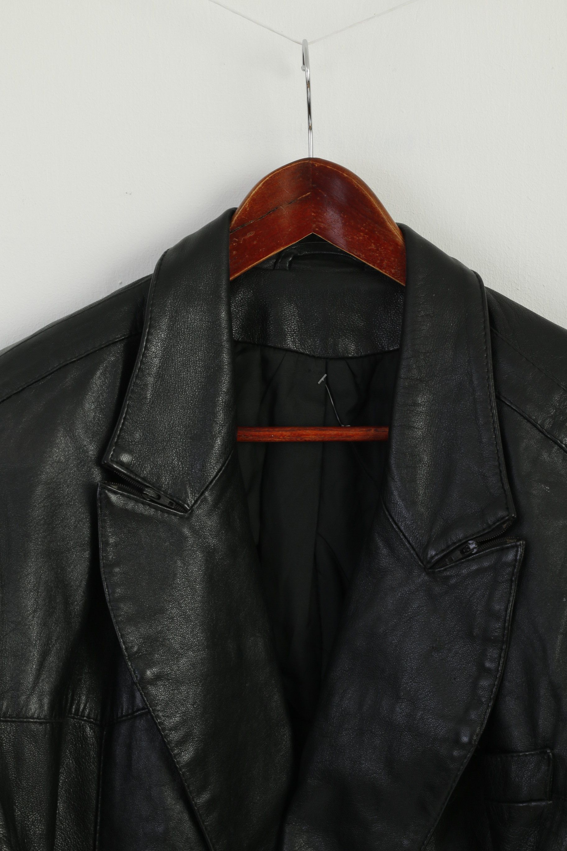 Vintage Stephano Women XL Jacket Black Leather Bomber 2515 Size XL / US 12-14 / IT 48-50 - 3 Thumbnail