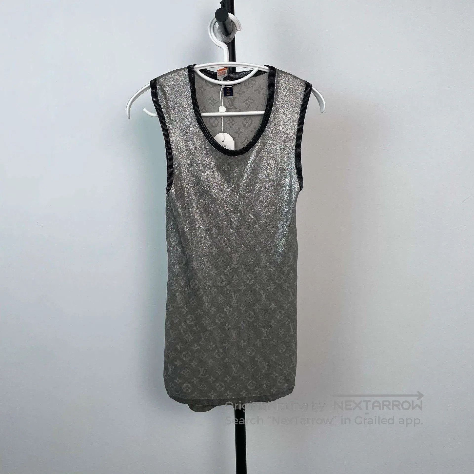 Louis Vuitton Louis Vuitton Silver Metallic Sleeveless Vest Top. Size XS / US 0-2 / IT 36-38 - 1 Thumbnail