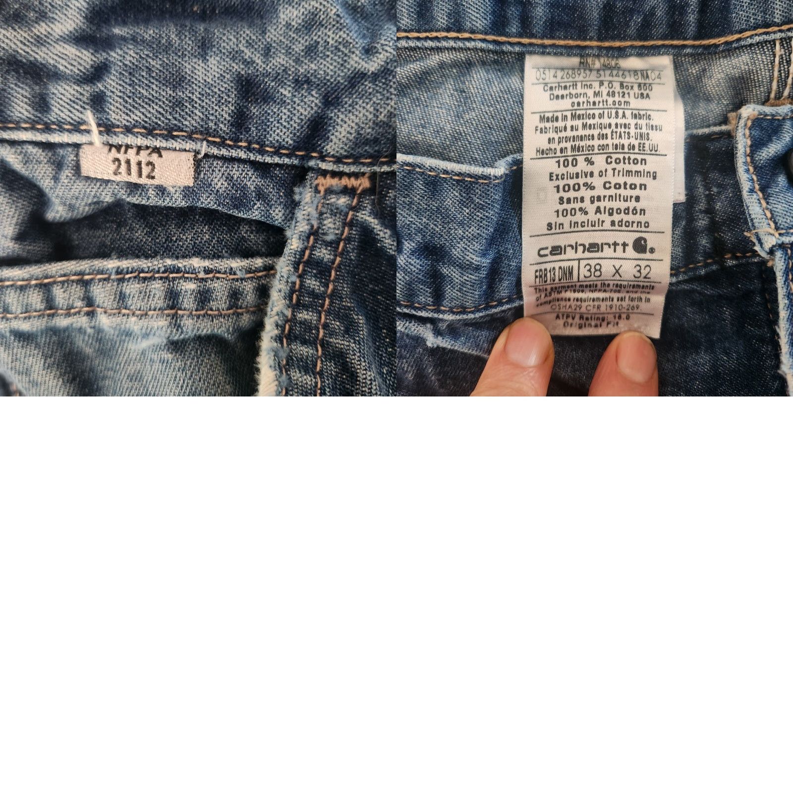 Carhartt Carhartt FR Jeans Mens 38x32 Carpenter Blue Cat 2 2112 Distressed Denim Straight Jeans Mens Blue Cat 2 2112 FR Denim Distressed Denim Size US 38 / EU 54 - 10 Thumbnail