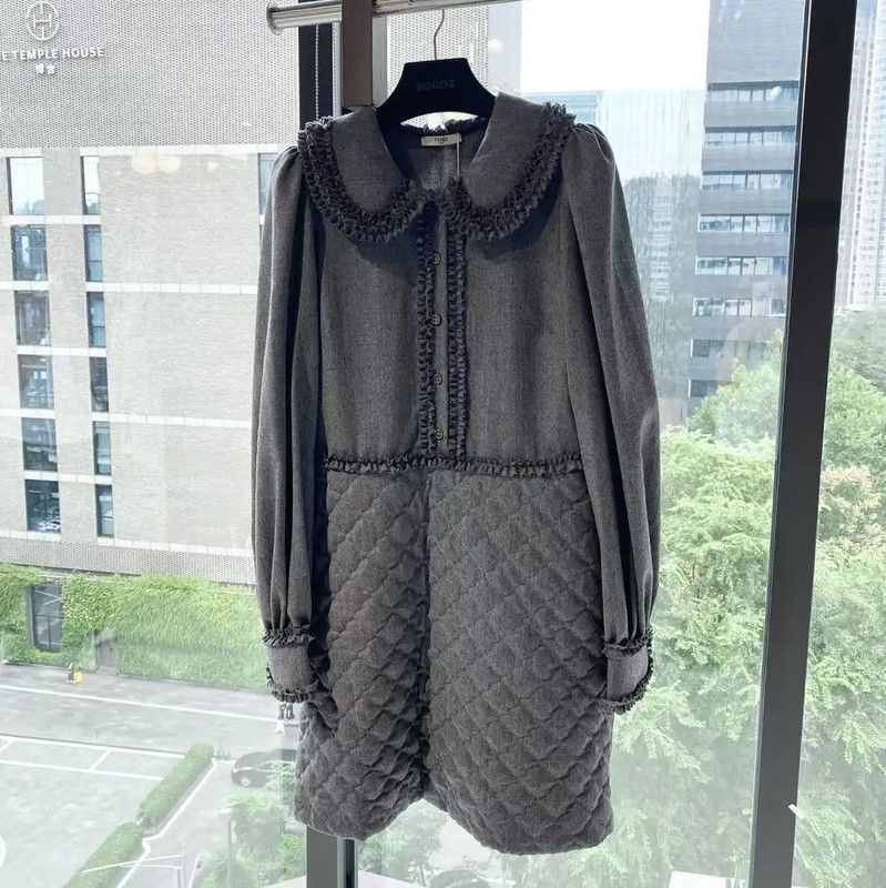 Fendi Fendi Gray Wool Dress with Ruffle Details 0089 Size ONE SIZE - 1 Thumbnail