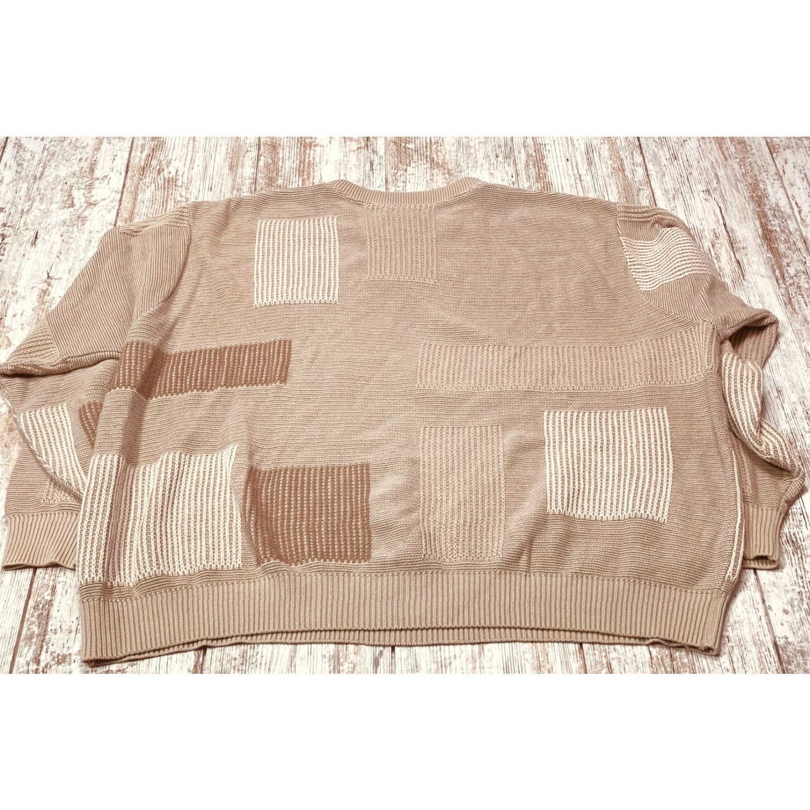 Lands' End VINTAGE Lands' End Geometric Sweater Men's XL Beige Tan Crew Neck Knit Made USA Size US XL / EU 56 / 4 - 6 Thumbnail