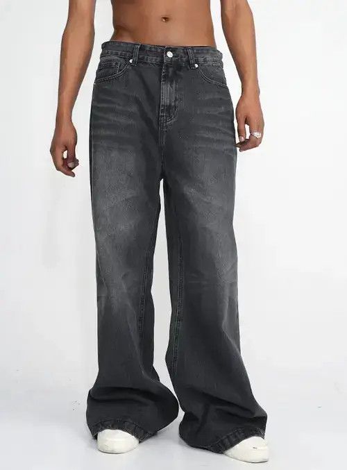 Designer custom distressed faded baggy flared pants Size US 34 / EU 50 - 2 Thumbnail