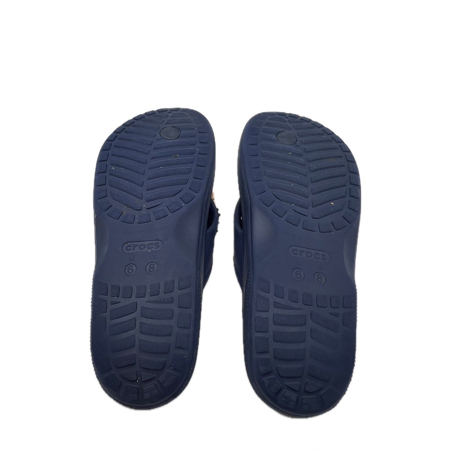 Crocs Crocs Blue Slides Flip Flops w/ Jibbitz Men's 6 Womans 8 Size US 6 / EU 39 - 3 Thumbnail