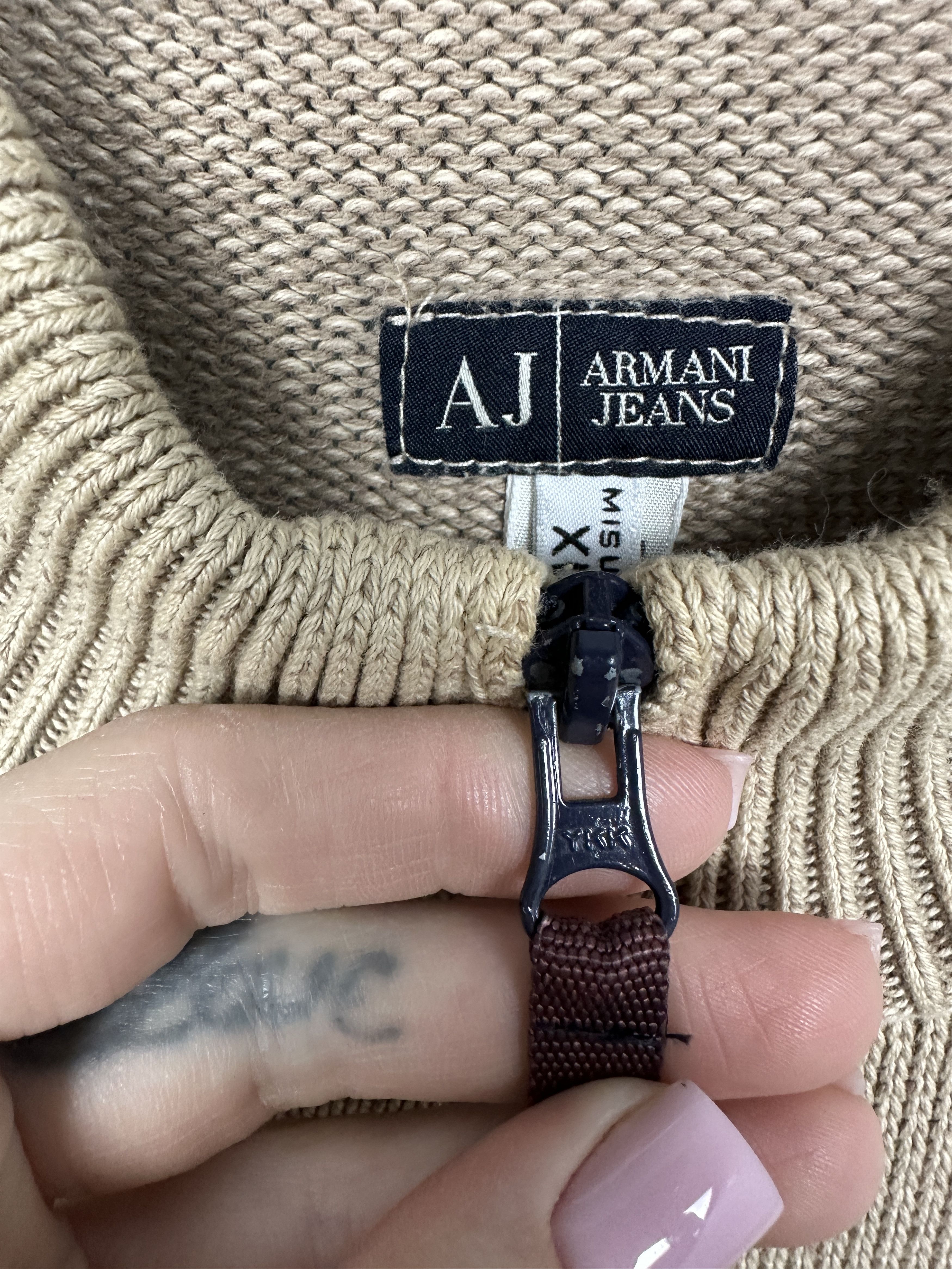 Armani Armani Jeans Vintage Mens Full Zip Knit Sweater Old Money Size US XL / EU 56 / 4 - 5 Thumbnail