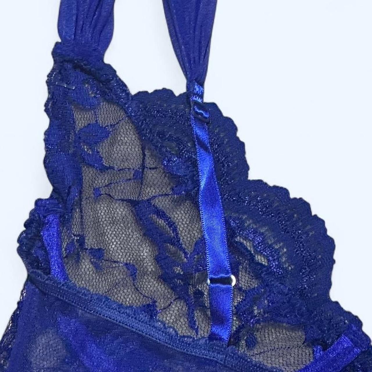Other Vintage Fredrick’s of Hollywood blue floral lace body suit Size L / US 10 / IT 46 - 6 Thumbnail