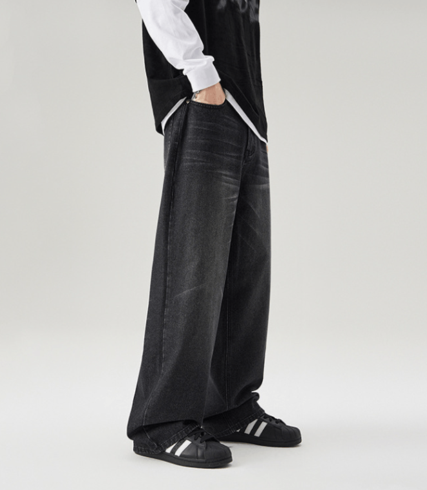 Japanese Brand × Jean Washed distressed straight-leg wide-leg jeans Size US 32 / EU 48 - 3 Thumbnail