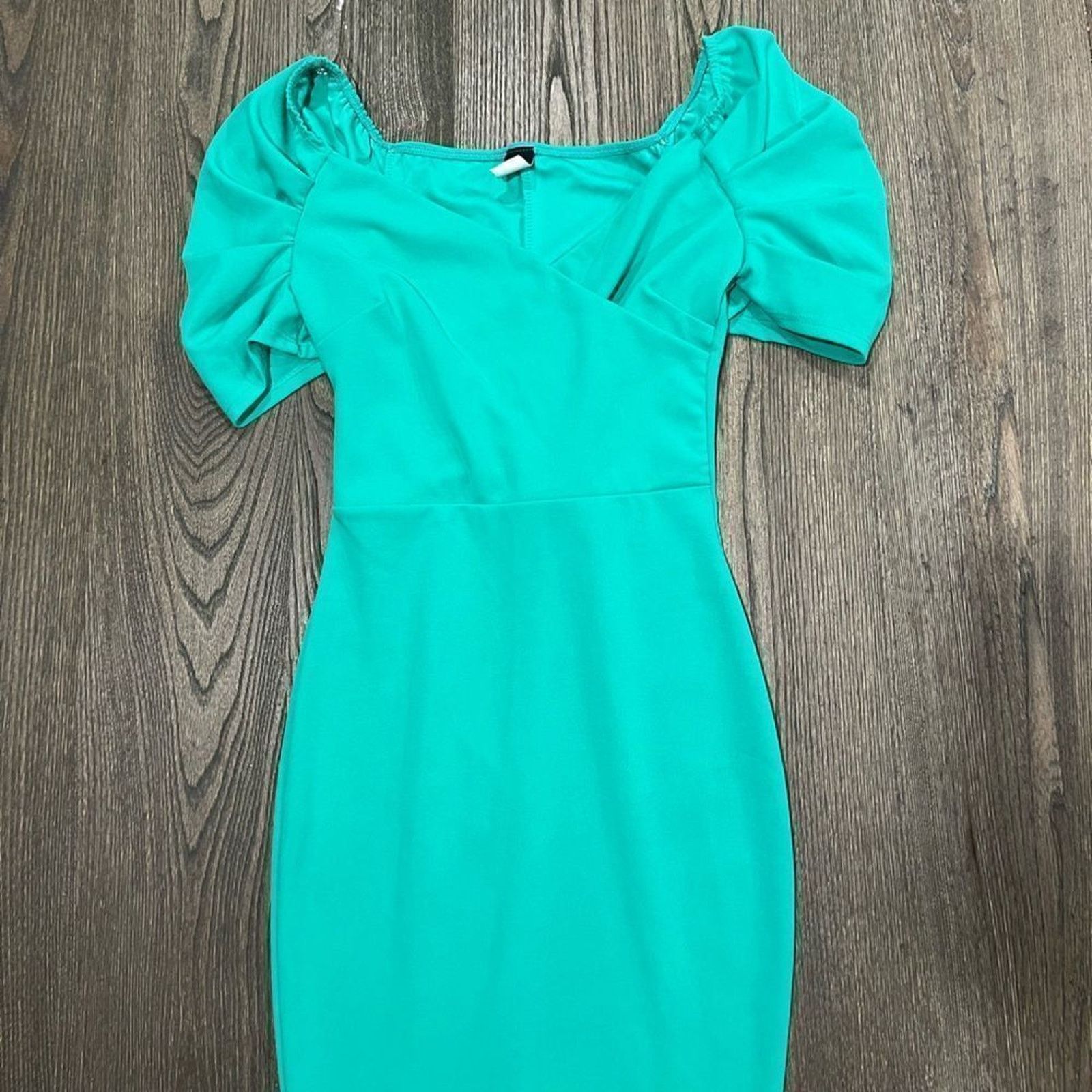 Vintage Gibiu Dress Mini Puff Sleeve Fitted Bodycon Teal Sz S Size S / US 4 / IT 40 - 8 Thumbnail