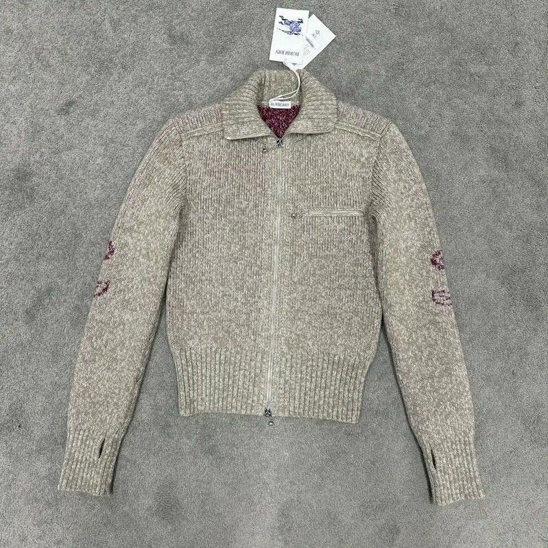 Burberry XS Grey Wool Long Sleeve Cardigan