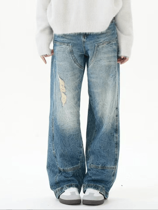 Japanese Brand × Jean Washed distressed casual straight-leg men's ripped jeans Size US 32 / EU 48 - 1 Thumbnail