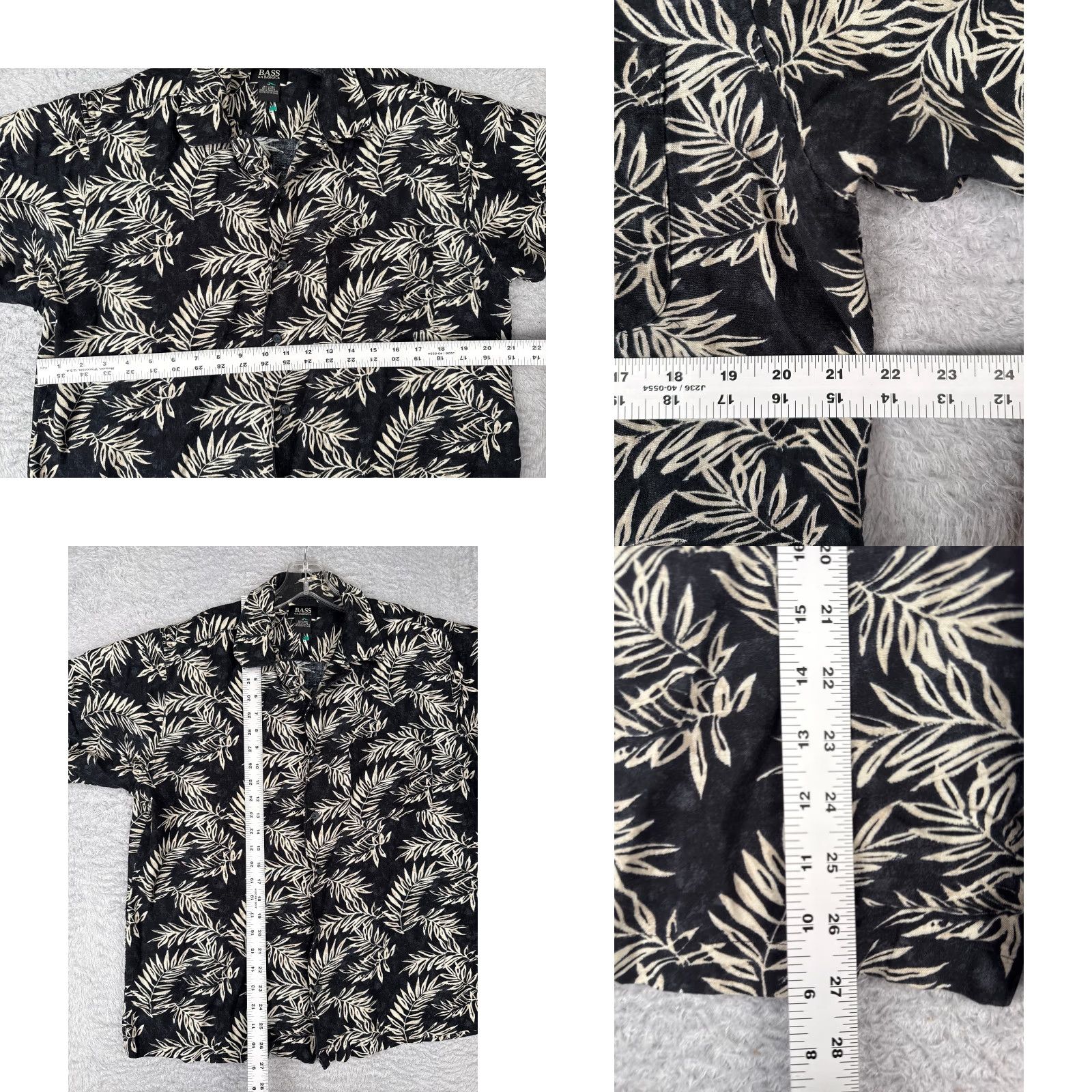 Vintage VINTAGE G.H. Bass Shirt Men Medium Black Floral Leaf Button Up Hawaiian Linen Blend Pocket Size US M / EU 48-50 / 2 - 8 Thumbnail