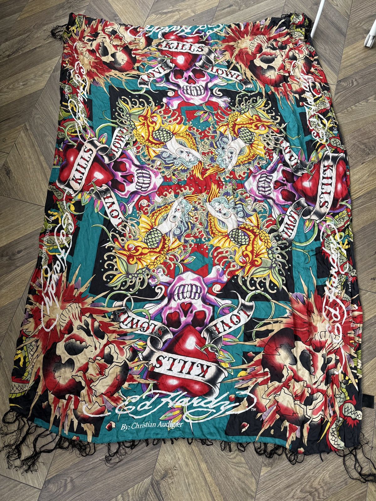 Ed Hardy Ed Hardy Christian Audigier Silk Scarve Love Kills Slowly Size ONE SIZE - 2 Thumbnail