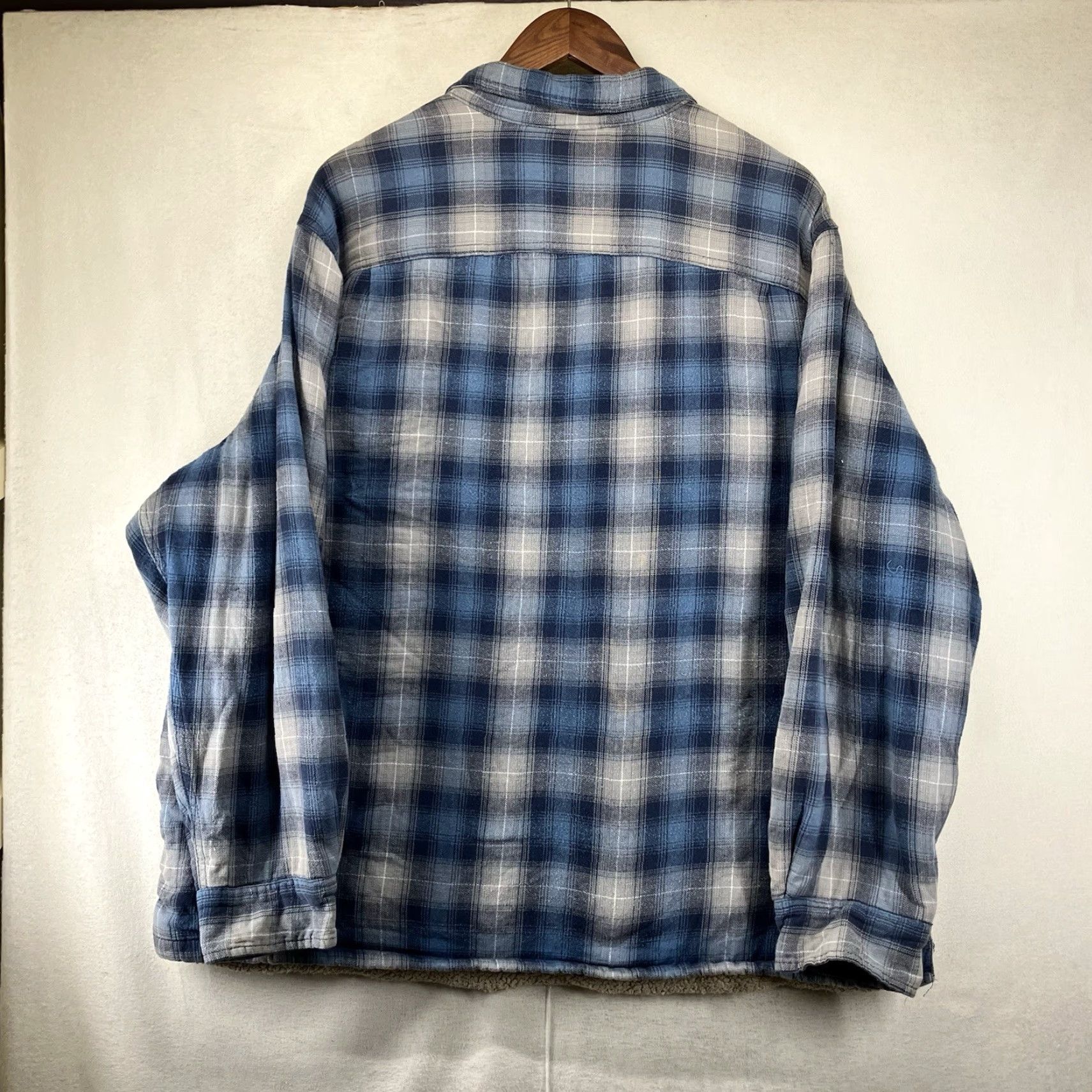 Faded Glory VINTAGE 90s Skater Shacket Plaid Flannel Sherpa Lined 2XL Men’s Blue Overcoat Workwear Shirt Jacket Grunge/Plaid 90s Mens Size US XXL / EU 58 / 5 - 3 Thumbnail