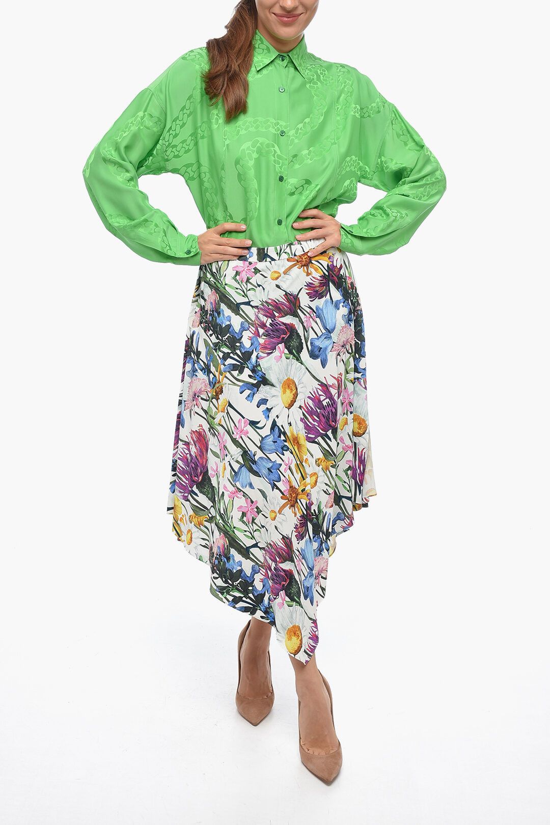 Stella McCartney og1mm0824 Flora Midi Skirt in Multicolor Size 28" / US 6 / IT 42 - 4 Thumbnail