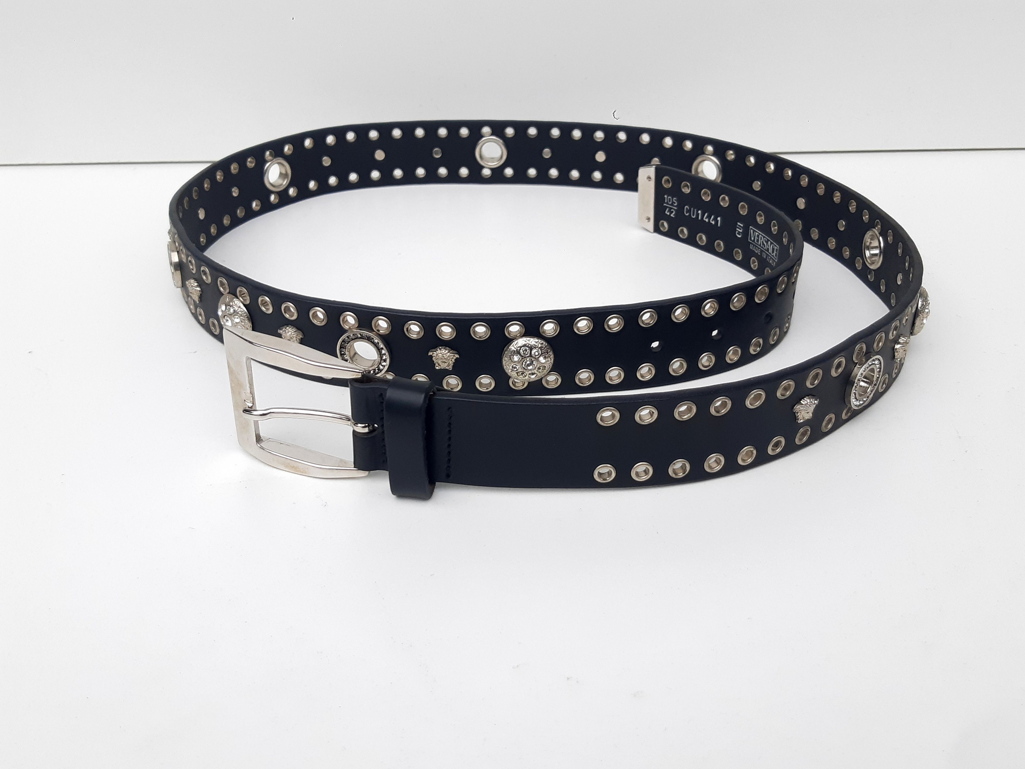 Versace Vintage VERSACE Italy 105/42 Men Belt Black Leather NEW Size 42 - 2 Thumbnail