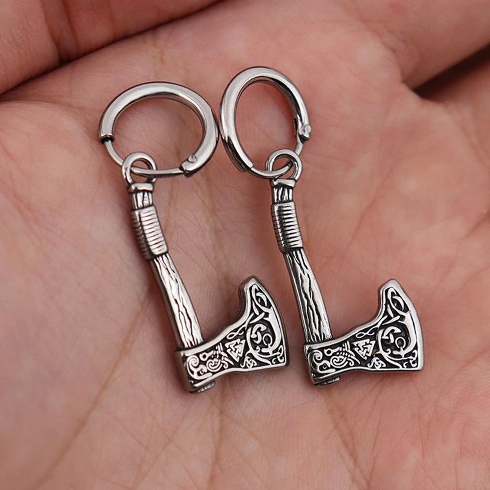 Jewelry Viking Axe Earrings in Silver, Men's