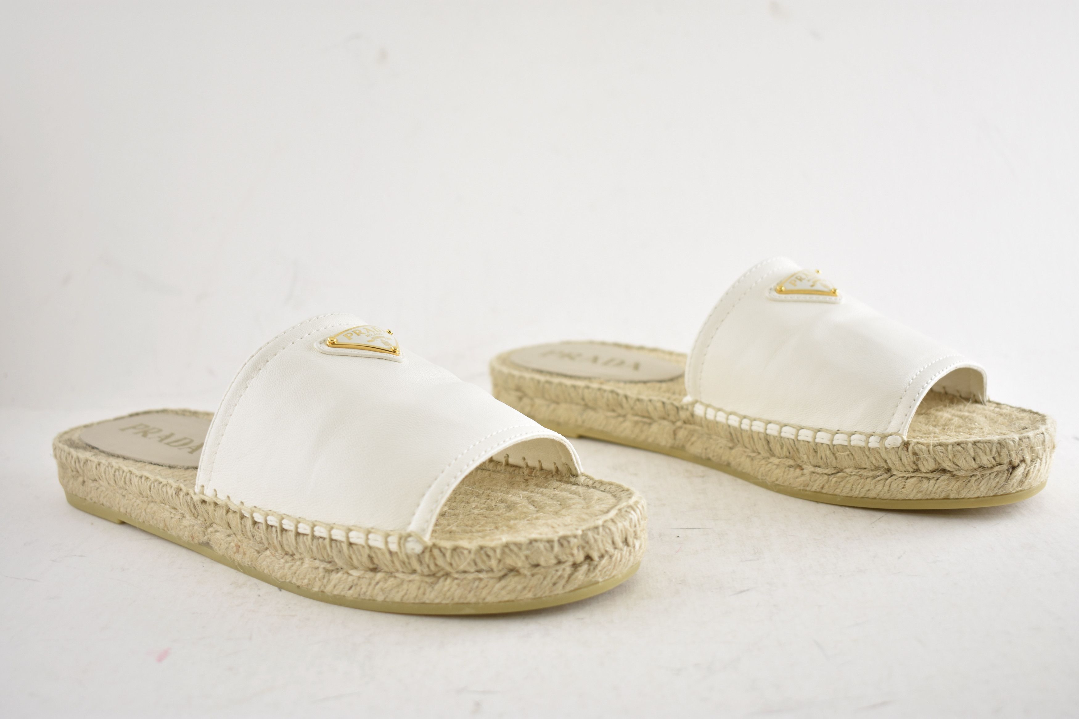 Prada Prada Triangle Logo Leather Espadrille Slide Sandal Flat 37 Size US 7 / IT 37 - 4 Thumbnail