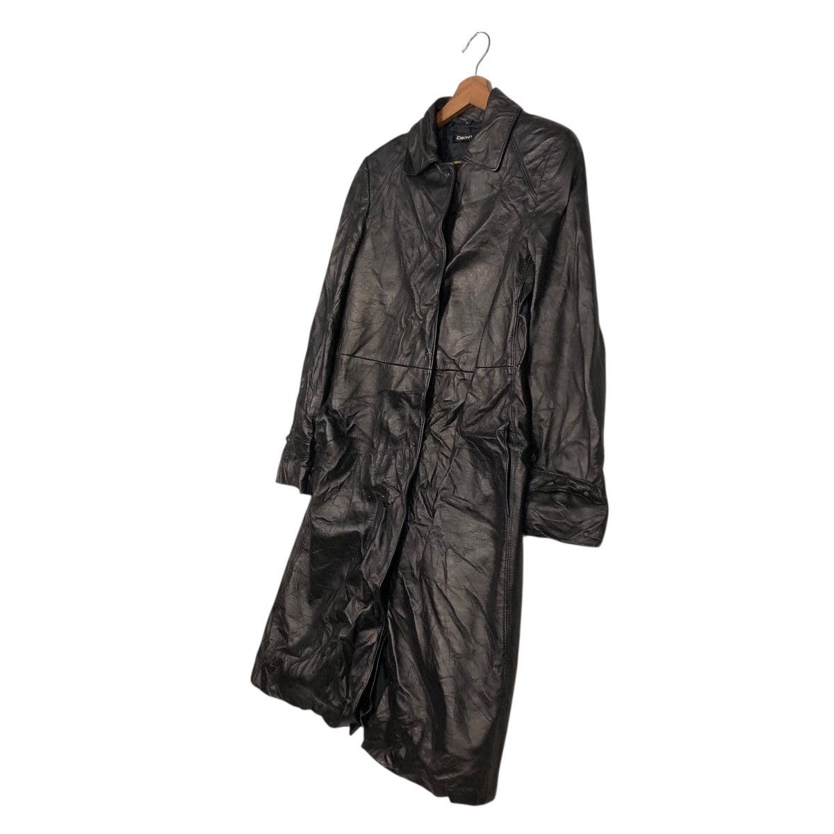 DKNY 📌Rich Black Vintage Leather Long Jacket DKNY Bondage Belted Size US M / EU 48-50 / 2 - 3 Thumbnail