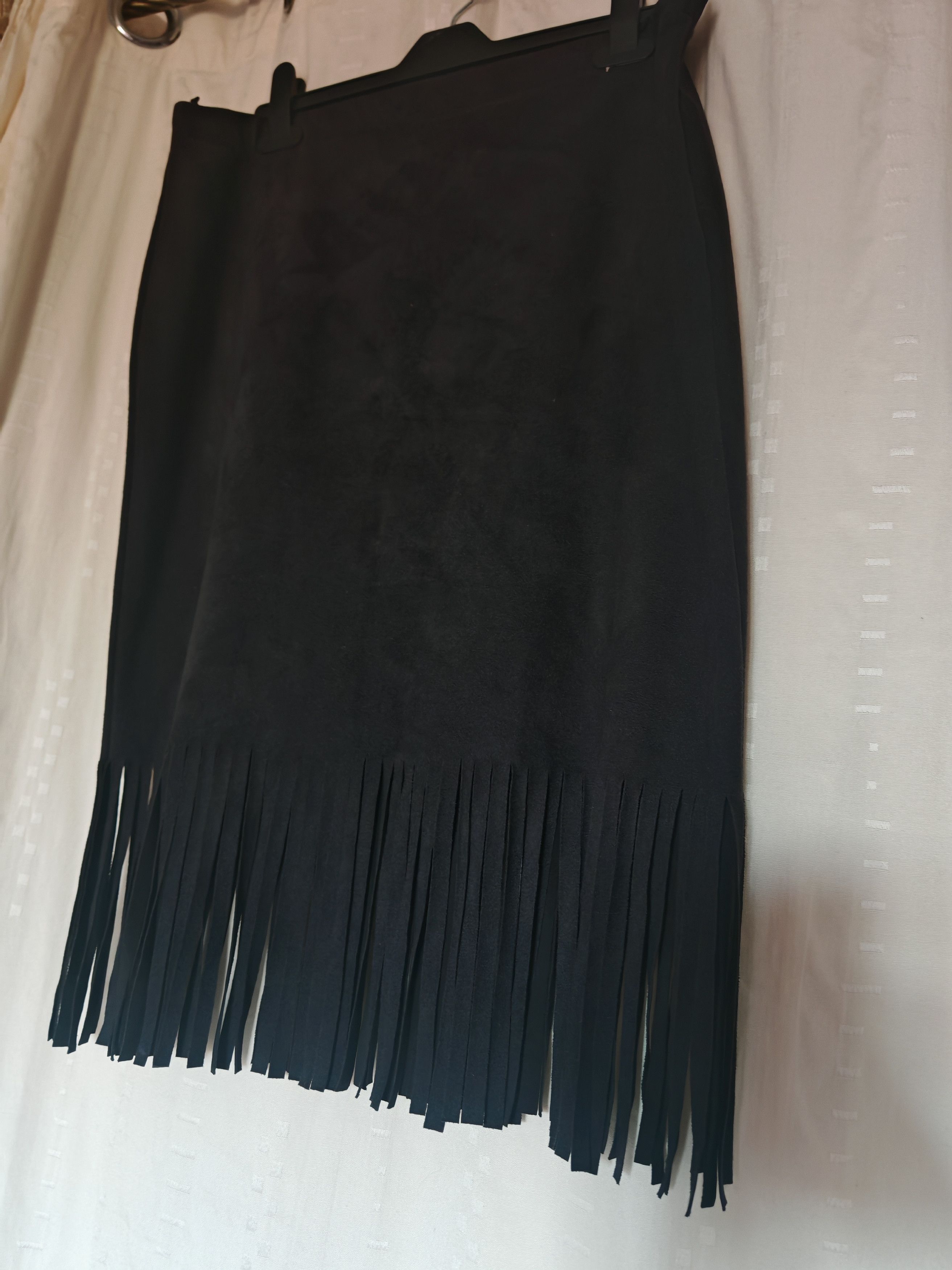 Vintage Vintage Faux Suede Midi Grey Skirt Boho Tassel Fringe sz XL Size 34" / US 12 / IT 48 - 5 Thumbnail