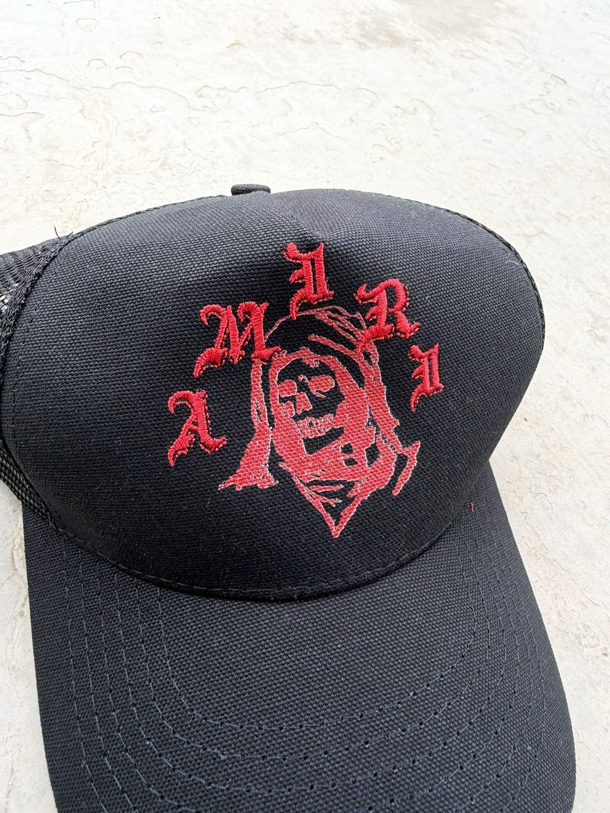 Amiri Amiri x Wes Lang Reaper Trucker Hat Black Red Brand New Size ONE SIZE - 3 Thumbnail