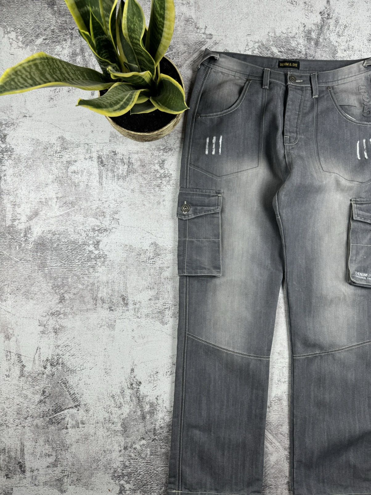 Japanese Brand Denim & Dye Rap Distressed Faded Cargo Multipocket Jeans Size US 34 / EU 50 - 10 Thumbnail