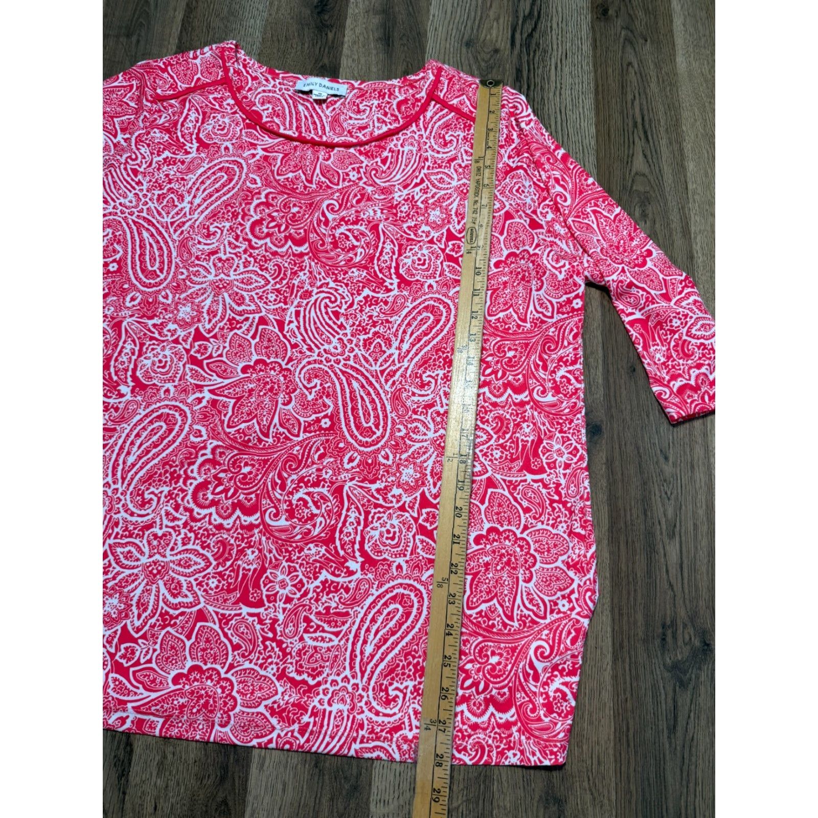 Vintage Emily Daniels Shirt Women's Plus Size 1X Red White Floral Paisley 3/4 Sleeve Size XL / US 12-14 / IT 48-50 - 7 Thumbnail