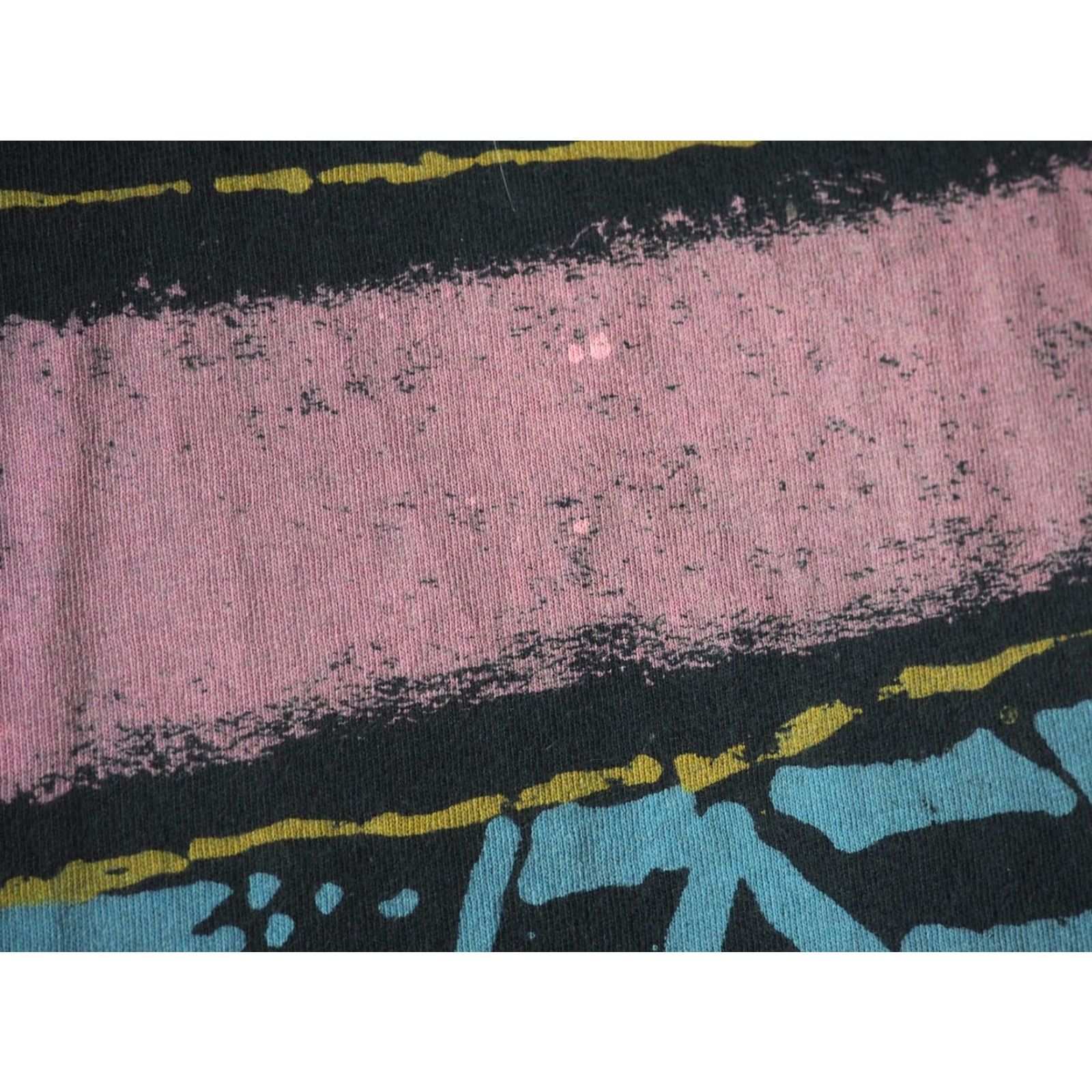 Pinko VTG 90s Global Gear Tee T-Shirt XL Black Pink Blue AOP Stripe Skate Surf Art USA Mens Size US XL / EU 56 / 4 - 7 Thumbnail
