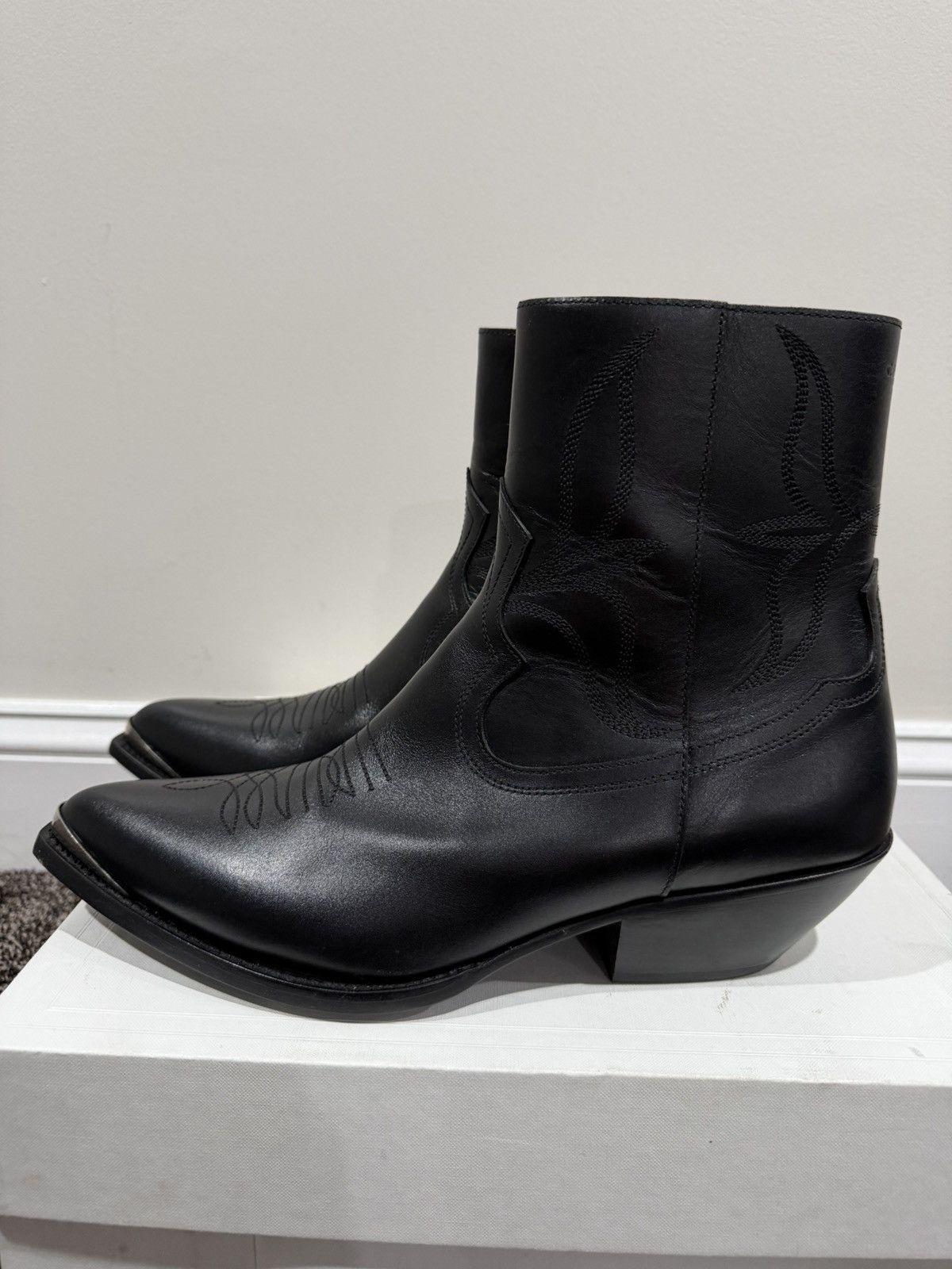 Celine Celine x Hedi SS24 Leon Zipped Calfskin Metal Toe Boot Size US 11 / EU 44 - 4 Thumbnail