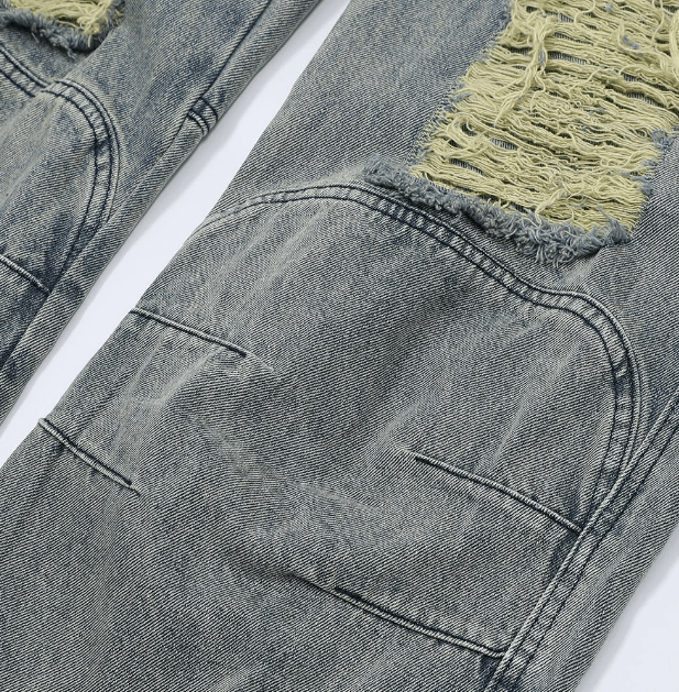 Japanese Brand × Jean American retro irregular patchwork versatile ripped jeans Size US 32 / EU 48 - 5 Thumbnail