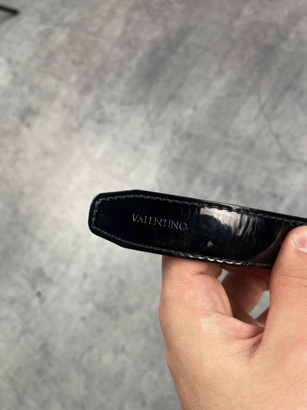 Valentino × Vintage Vintage Valentino Gold Buckle Leather Belt Size ONE SIZE - 4 Thumbnail
