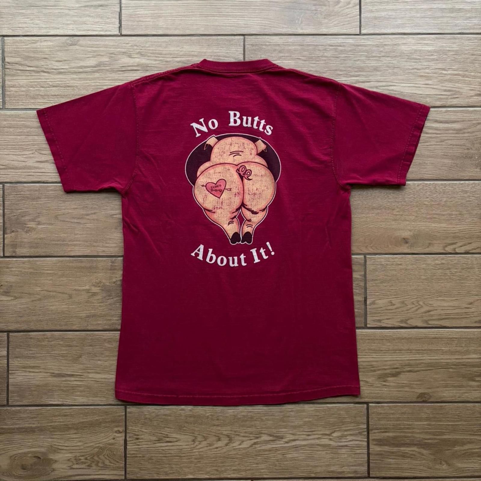 Other Y2K Burgundy Tom’s BBQ Pig Comedy Double Sided T-Shirt Size US M / EU 48-50 / 2 - 2 Thumbnail
