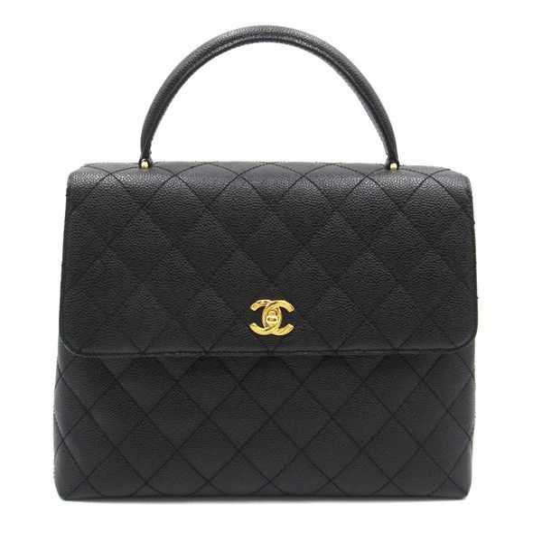 image of Chanel Cc Caviar Kelly Handbag in Black, Women's