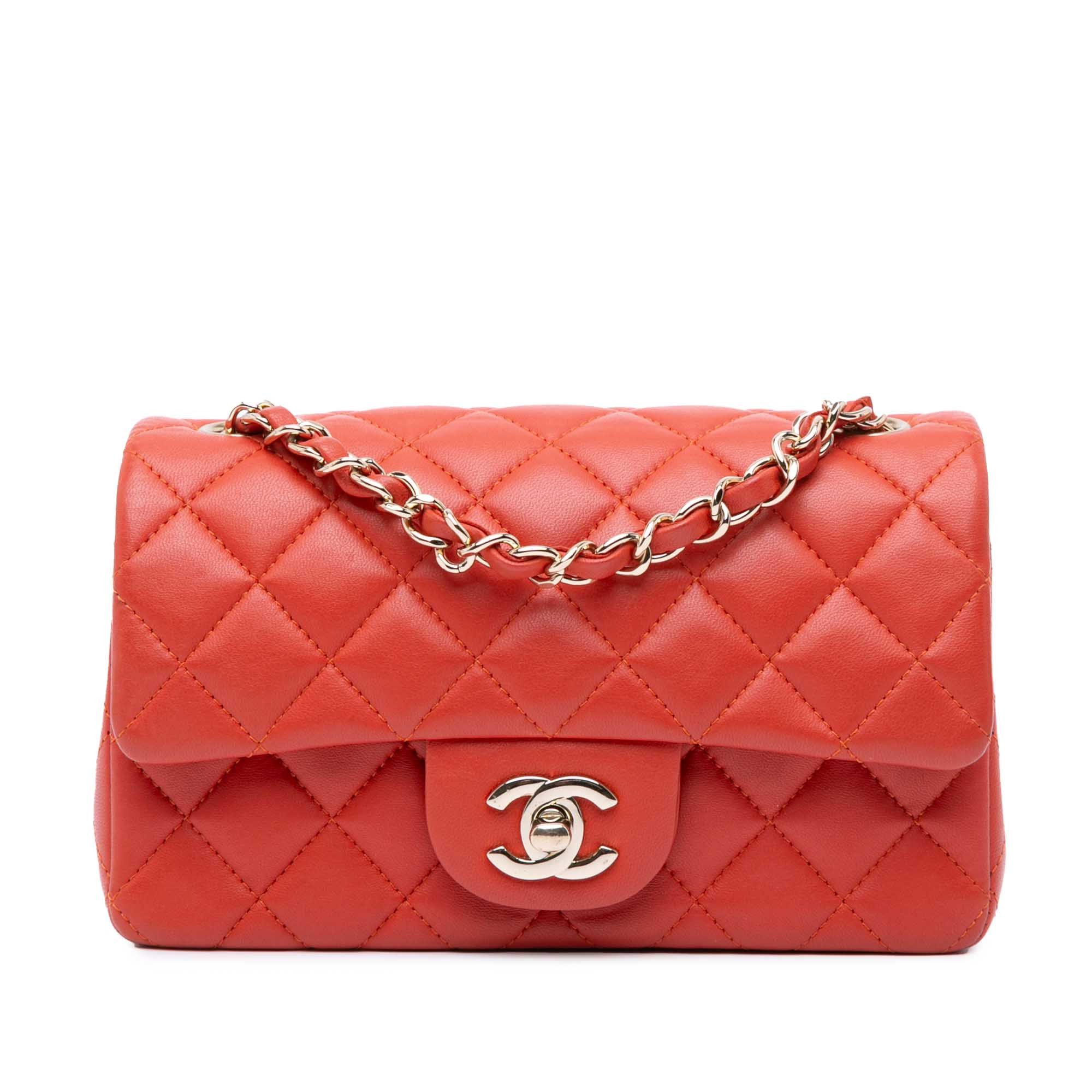 Chanel Chanel Mini Rectangular Classic Lambskin Single Flap Orange Size ONE SIZE - 1 Thumbnail