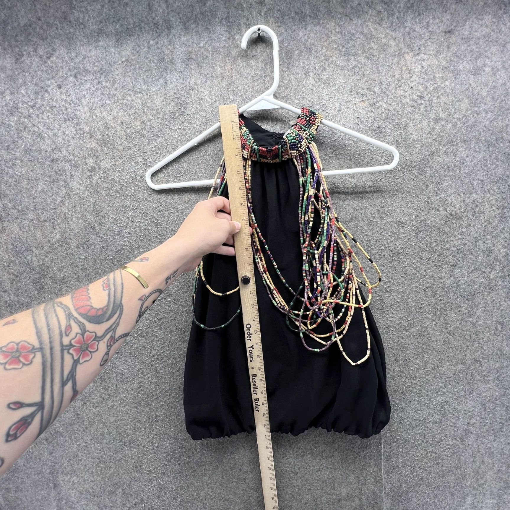 Alice + Olivia Alice + Olivia Blouse Camisole Womens Medium Black Beaded Halter Embellished Top Size M / US 6-8 / IT 42-44 - 2 Thumbnail