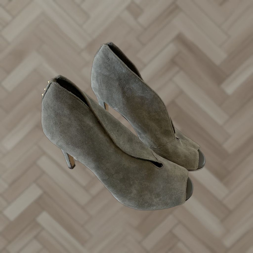 Vintage Halogen Gray Suede Leather Peep Toe Heels US Women's Size 7 Size US 7 / IT 37 - 1 Thumbnail