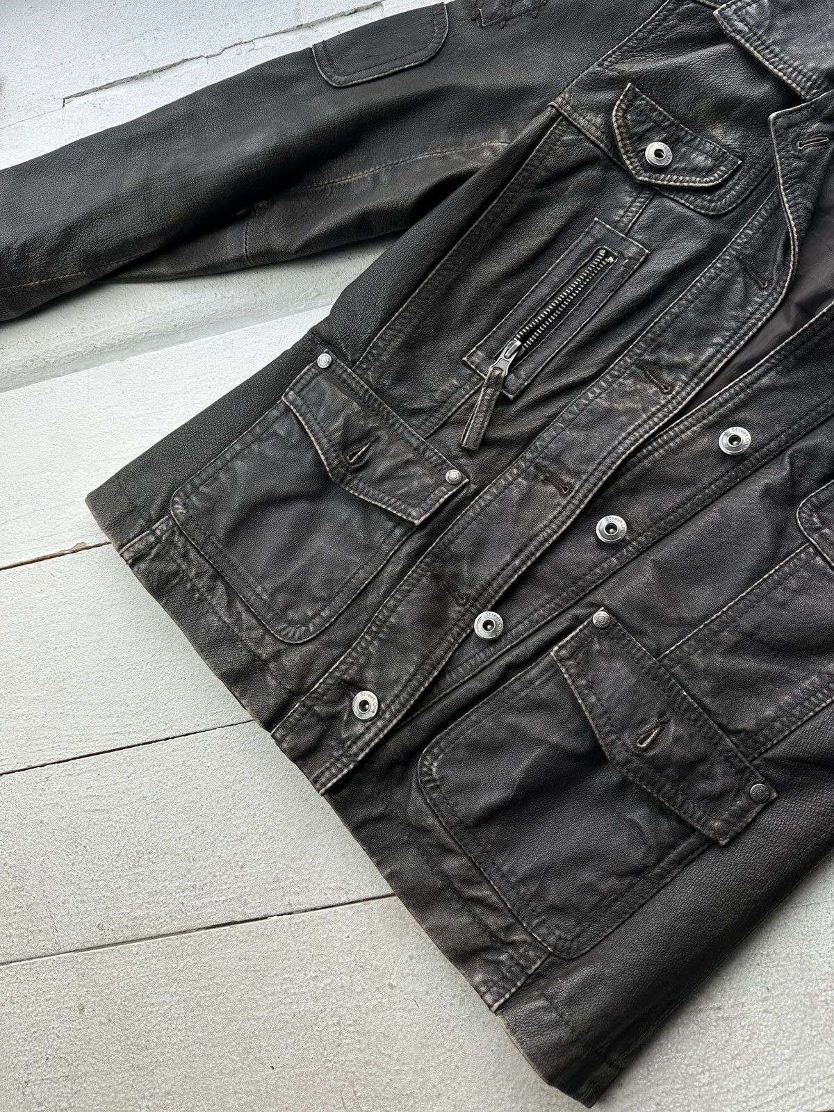 Other 🚨Y2K RICK OWENS TYPE DIRTY SLIM FIT ZIP LEATHER JACKET Size M / US 6-8 / IT 42-44 - 3 Thumbnail