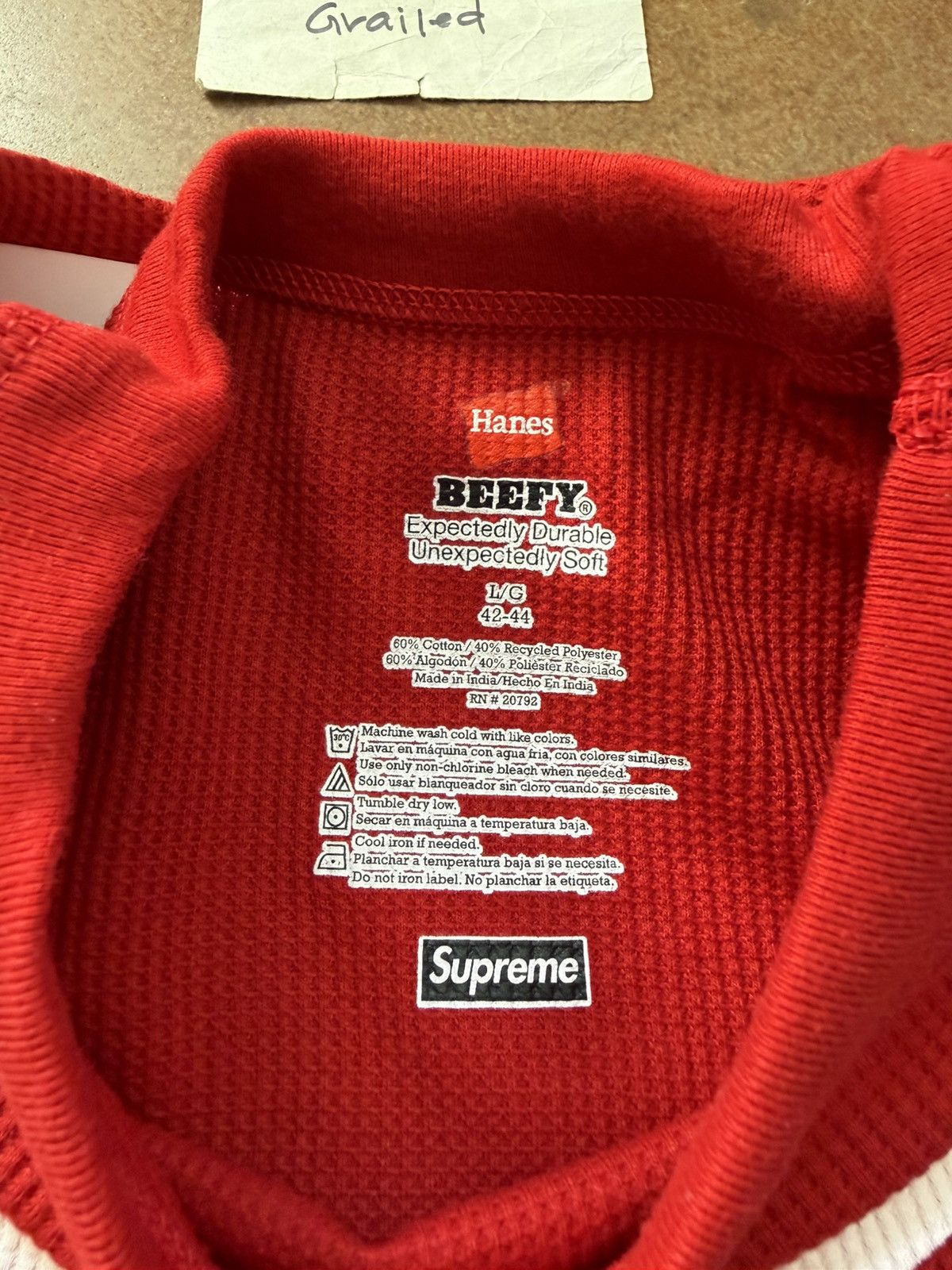 Hanes × Supreme Supreme x Hanes Bone Skeleton Thermal Red Large Size US L / EU 52-54 / 3 - 7 Thumbnail