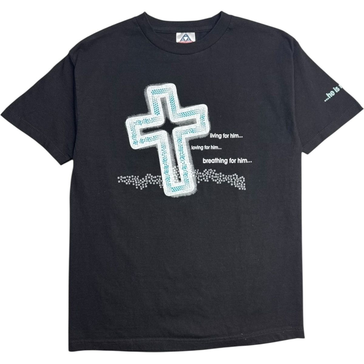 Vintage Y2K Living Loving Breathing For Him… Christian Cross T-Shirt Size US M / EU 48-50 / 2 - 1 Thumbnail
